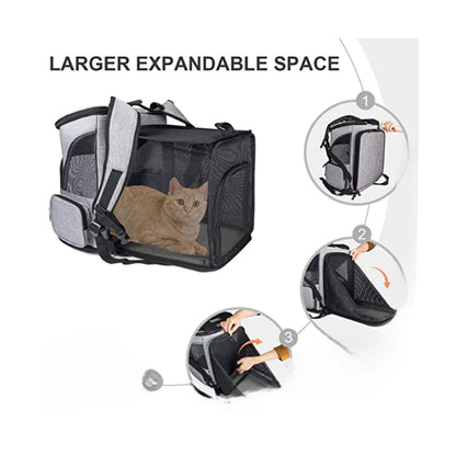 Portable Expandable Pet Backpack for Cats and Small Dogs